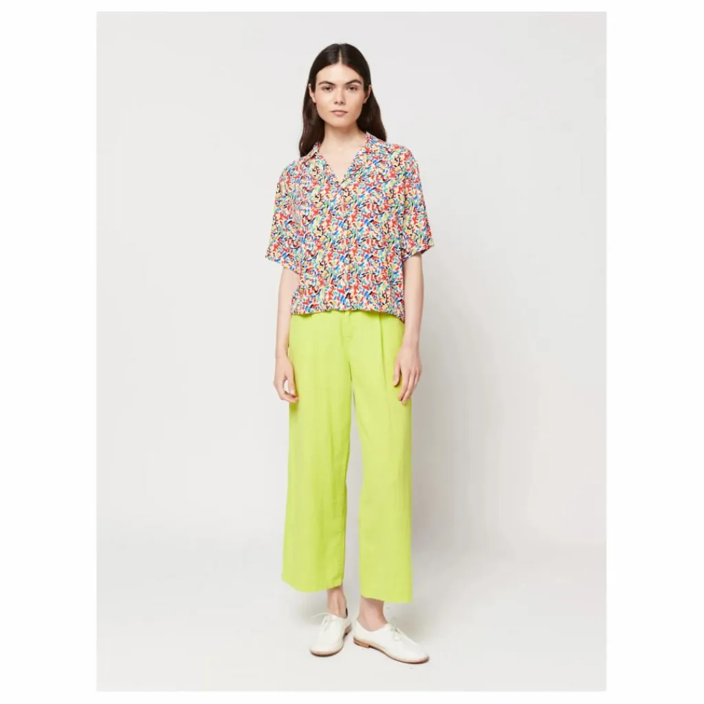 Bobo Choses Pantalon à Pinces Coton et Lin - Collection Femme | Vert anis Best