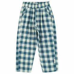 Piupiuchick Pantalon Carreaux Coton Bio | Bleu Sale
