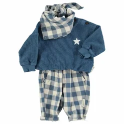 Piupiuchick Pantalon Carreaux Coton Bio | Bleu Sale