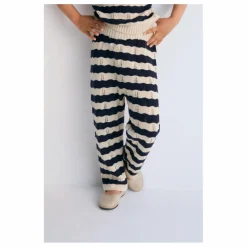 the new society Pantalon Maille Rayures Coton Bio | Bleu marine