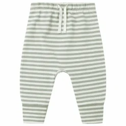 Hot Quincy Mae Pantalon Rayé Coton Bio | Vert céladon