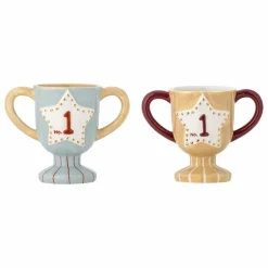 Bloomingville Mini Petites tasses en céramique Trophée - Set de 2 Bleu ciel Outlet