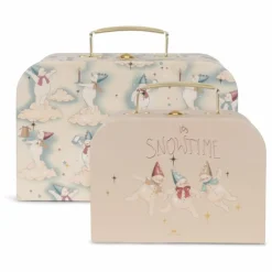 New Konges Sløjd Petites valises en carton Let it snow - Set de 2 | Beige