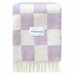 Maison Deux Plaid en laine Damier | Lilas tLilas Best