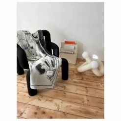 New Maison Deux Plaid en laine Peanuts ZZZ | Noir