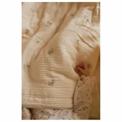 Gentil Coquelicot Plaid matelassé brodé fleurs en gaze de coton Naturel New