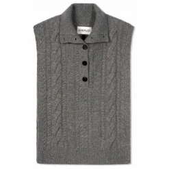 New Bompard Plastron Torsades Boutonné Cachemire | Gris