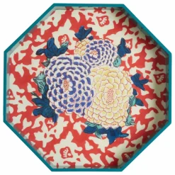 Lisa Corti Plateau laqué Arabesque Corolla Geranium | Bleu