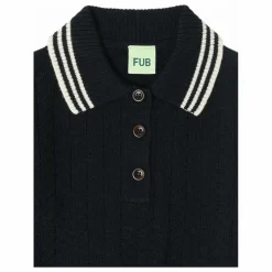 FUB Polo Zigzag Laine de Mérinos | Bleu marine Clearance