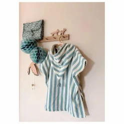 Outlet Rose in April Poncho de bain Suzon rayé | Bleu ciel