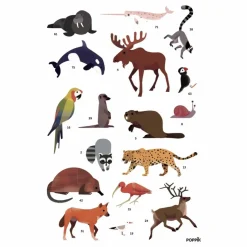Best Poppik Poster sticker Animaux Multicolore