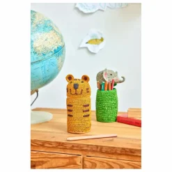 Enfant Rice Pot à crayons en raphia Tigre |