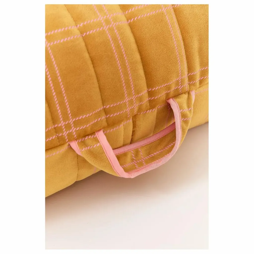 Nobodinoz Pouf long Oasis en eco-velours | Rose Hot