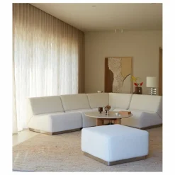 The Socialite Family Pouf Rotondo en tissu tramé |