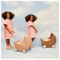 Olli Ella Poupées|Poussette pour poupée en rotin Lune