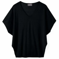 Discount Bompard Pull Col V Ultrafin Chauve-Souris Cachemire et Soie | Noir