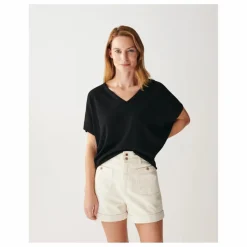 Discount Bompard Pull Col V Ultrafin Chauve-Souris Cachemire et Soie | Noir