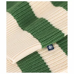 Petit Bateau Pull Col Zippé Rayé | Vert kaki