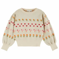 Emile et Ida Pull Fleurs Coton Bio | Ecru Hot