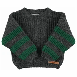 Piupiuchick Pull Manches Rayées Laine | Gris foncé
