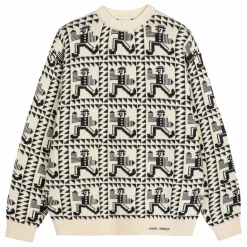 Hot Bobo Choses Pull Mr Pencil Jacquard Coton Bio - Collection Femme | Blanc cassé