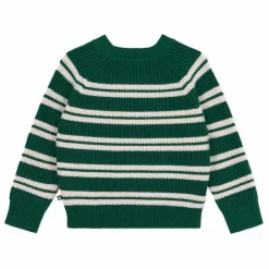Online Petit Bateau Pull Rayé Logo Laine | Vert sapin