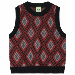 FUB Pull Sans Manches Arlequin Laine de Mérinos | Bleu marine Hot