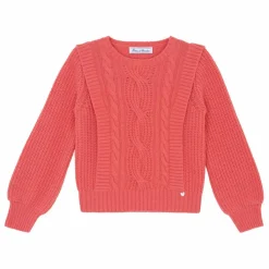 Tartine et Chocolat Pull Torsades Laine | Corail New