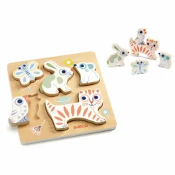 New Djeco Puzzle Baby Animali en bois Multicolore