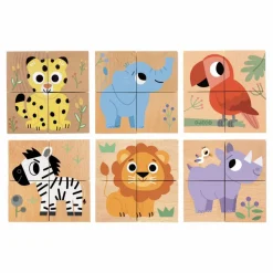 Djeco Puzzle cubes en bois Wild & Co