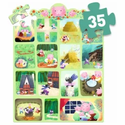 Djeco Puzzle histoire Les trois petits cochons - 35 pièces Multicolore Sale
