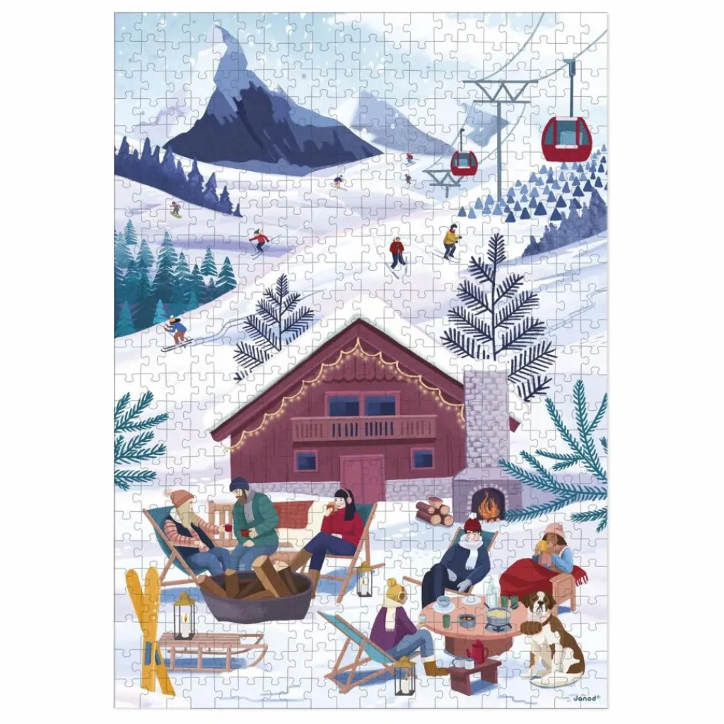 Janod Puzzles|Jeux Éducatifs|Puzzle Hiver à la montagne - 500 pièces