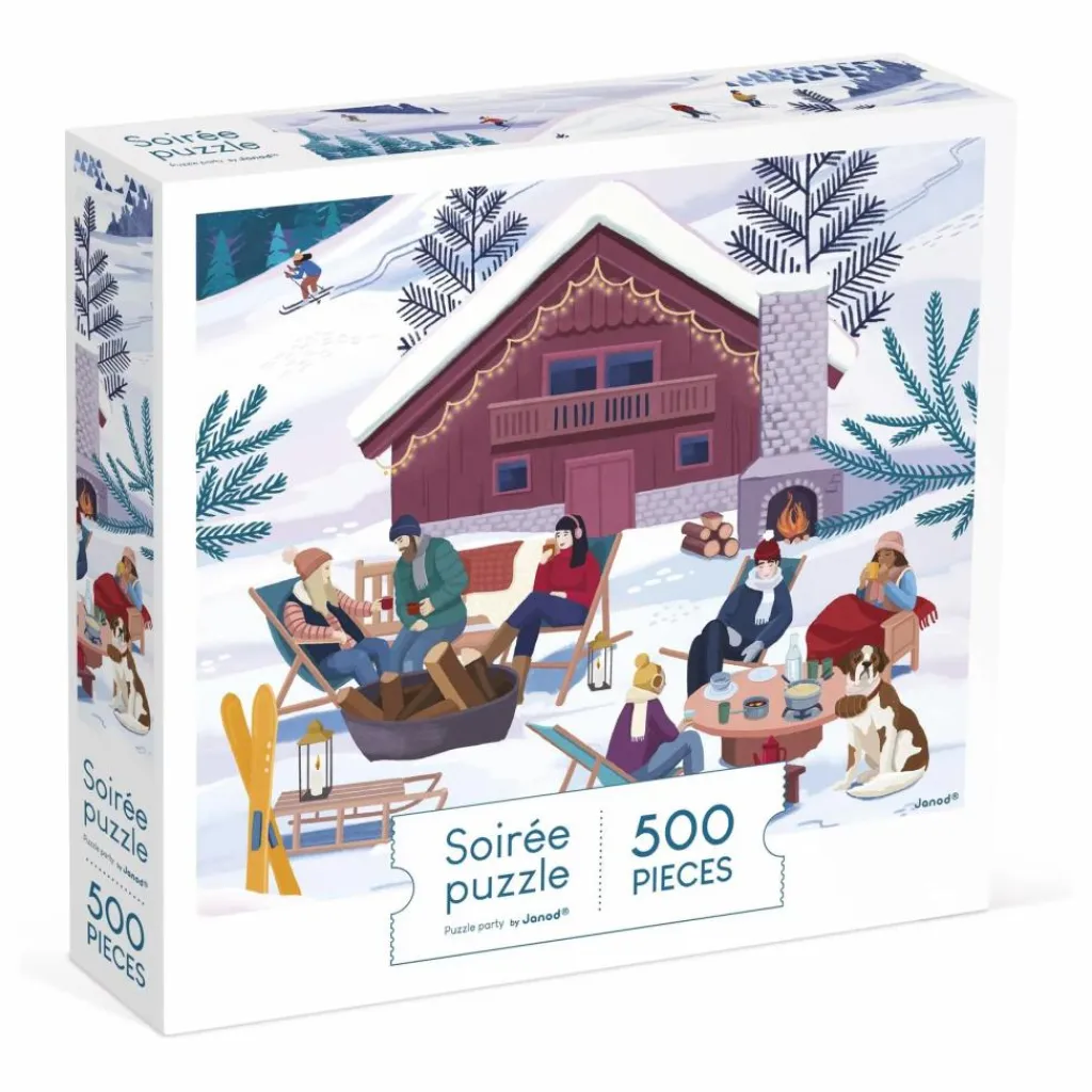 Janod Puzzles|Jeux Éducatifs|Puzzle Hiver à la montagne - 500 pièces