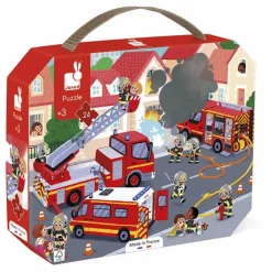 Janod Puzzles|Jeux Éducatifs|Puzzle Pompier - 24 pièces