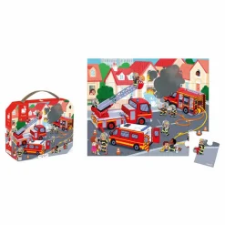 Janod Puzzles|Jeux Éducatifs|Puzzle Pompier - 24 pièces