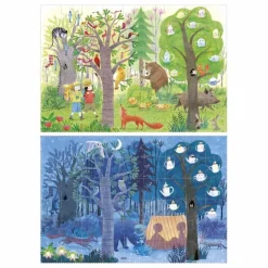 Sale Londji Puzzle recto-verso Jour et nuit dans la forêt Multicolore
