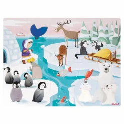 Janod Puzzles|Jeux Éducatifs|Puzzle tactile La vie sur la Banquise
