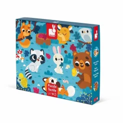 Janod Puzzles|Jeux Éducatifs|Puzzle tactile Les Animaux de la Forêt - 20 pièces