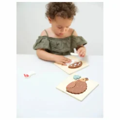 Fabelab Puzzles en bois Hérisson et champignon - Set de 2