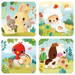Clearance Janod Puzzles évolutifs Animaux de la ferme - 4 puzzles Orange
