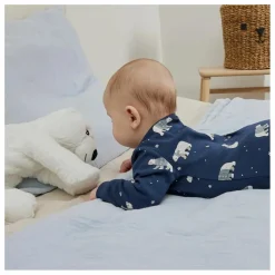 Outlet Petit Lem Pyjama Avec Pieds Ours Coton Bio | Bleu foncé