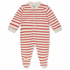 Clearance Sleepy Doe Pyjama avec pieds Rayé Coton Bio | Rouge