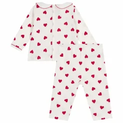 Discount Petit Bateau Pyjama Col Cœurs Coton Bio | Blanc