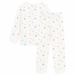 Petit Bateau Pyjama Cœurs Coton Bio | Blanc