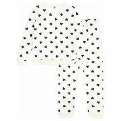 Petit Bateau Pyjama Cœurs Eponge | Ecru