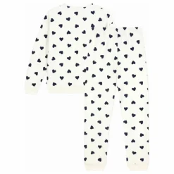Petit Bateau Pyjama Cœurs Eponge | Ecru