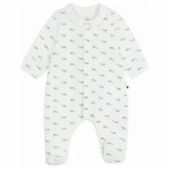 Petit Bateau Pyjama Dors Bien Col Baleines Coton Bio | Blanc Clearance