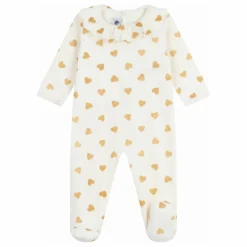 Best Petit Bateau Pyjama Dors Bien Col Cœurs Pailletés Coton Bio | Ecru