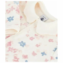 New Petit Bateau Pyjama Dors Bien Col Fleuri Coton Bio | Ecru