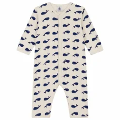 Petit Bateau Pyjama Dors Bien Sans Pieds Baleines Coton Bio | Beige chiné Discount